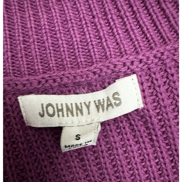 Johnny Was Tie Dye Striped Pullover Sweater Purple White V Neck Cotton Small - Picture 7 of 8